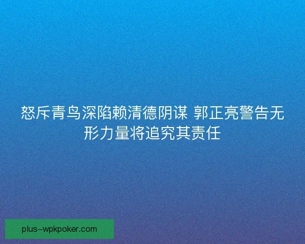 怒斥青鸟深陷赖清德阴谋 郭正亮警告无形力量将追究其责任