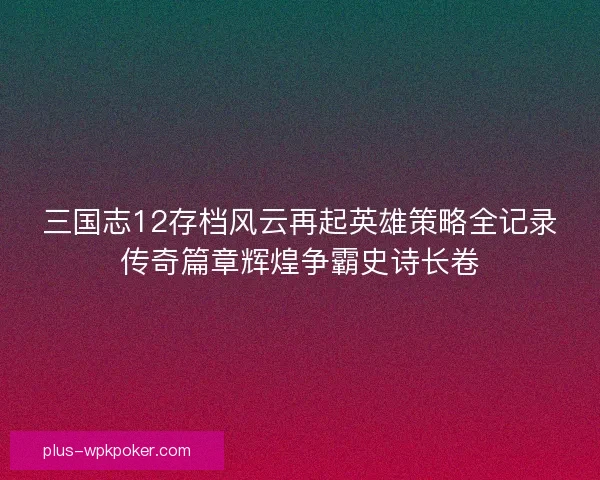 三国志12存档风云再起英雄策略全记录传奇篇章辉煌争霸史诗长卷 三国志12存档风云再起英雄策略全记录传奇篇章辉煌争霸史诗长卷