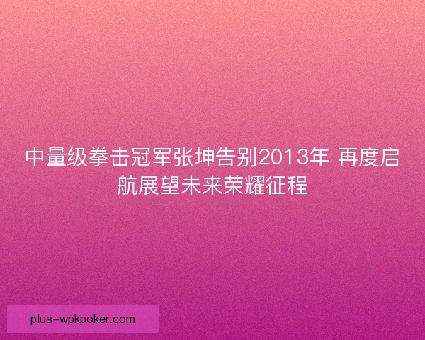 中量级拳击冠军张坤告别2013年 再度启航展望未来荣耀征程